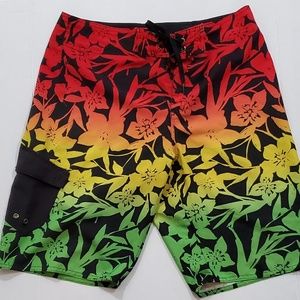 Men's Hang Ten Red Yellow Green boardshorts